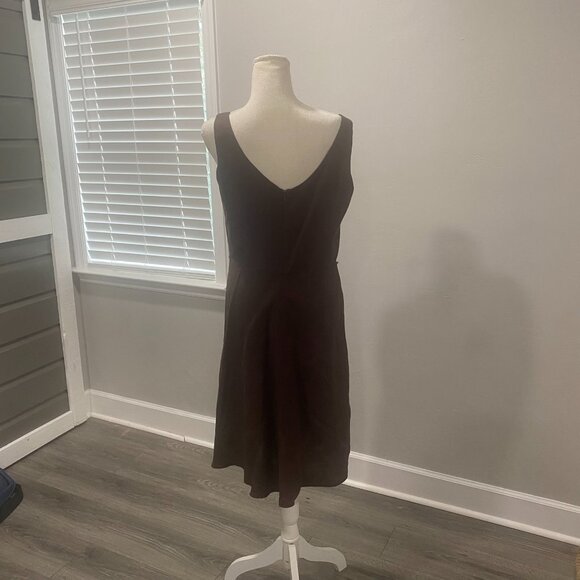 Chocolate Brown Fit & Flare Linen Dress - Picture 10 of 13